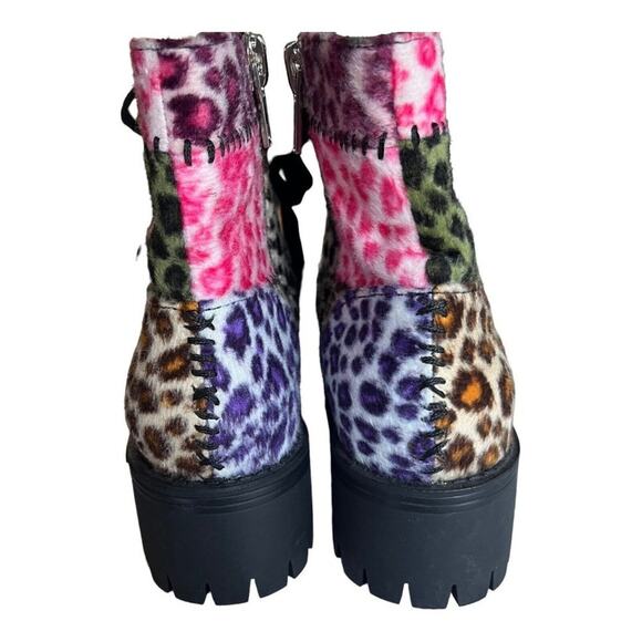 Current Mood dolls kill leopard patchwork platform boots size 7 - Picture 4 of 6